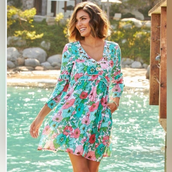 BOSTON PROPER NWT Bouquet of Summer Peasant Dress - Picture 1 of 11